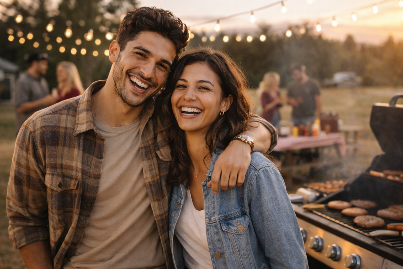 Couple enjoying a BBQ with friends